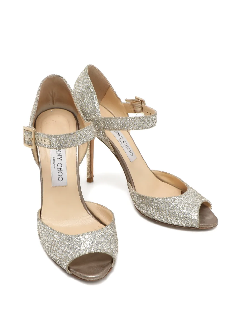 Jimmy Choo Pre-Owned glitter ankle strap sandals - Zilver