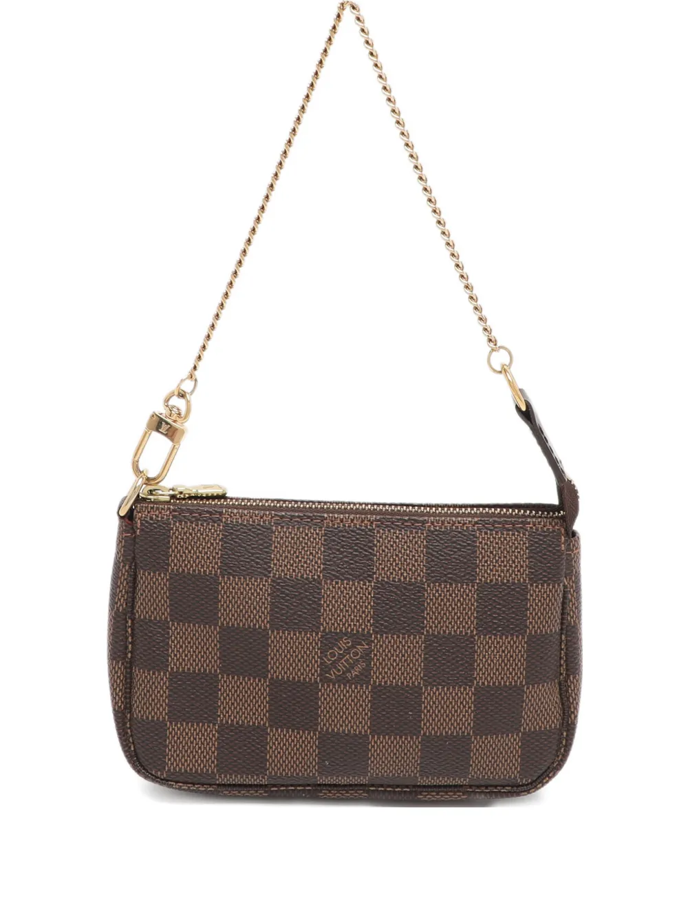 Pre-owned Louis Vuitton 2011 Canvas Chain Pochette Accessoires In Brown