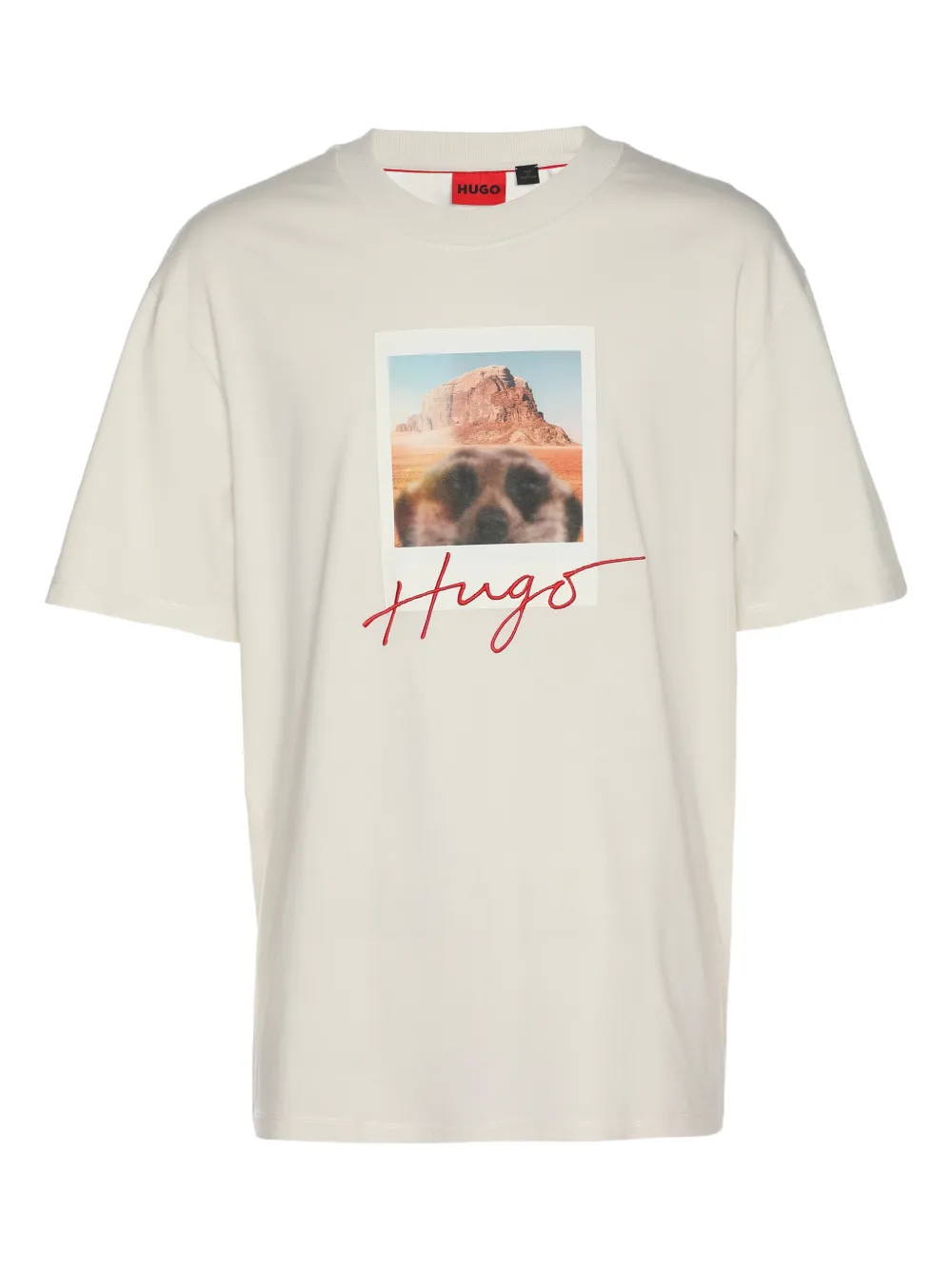 BOSS GREEN HUGO BOSS postcard-like logo embroidered T-shirt - Toni neutri