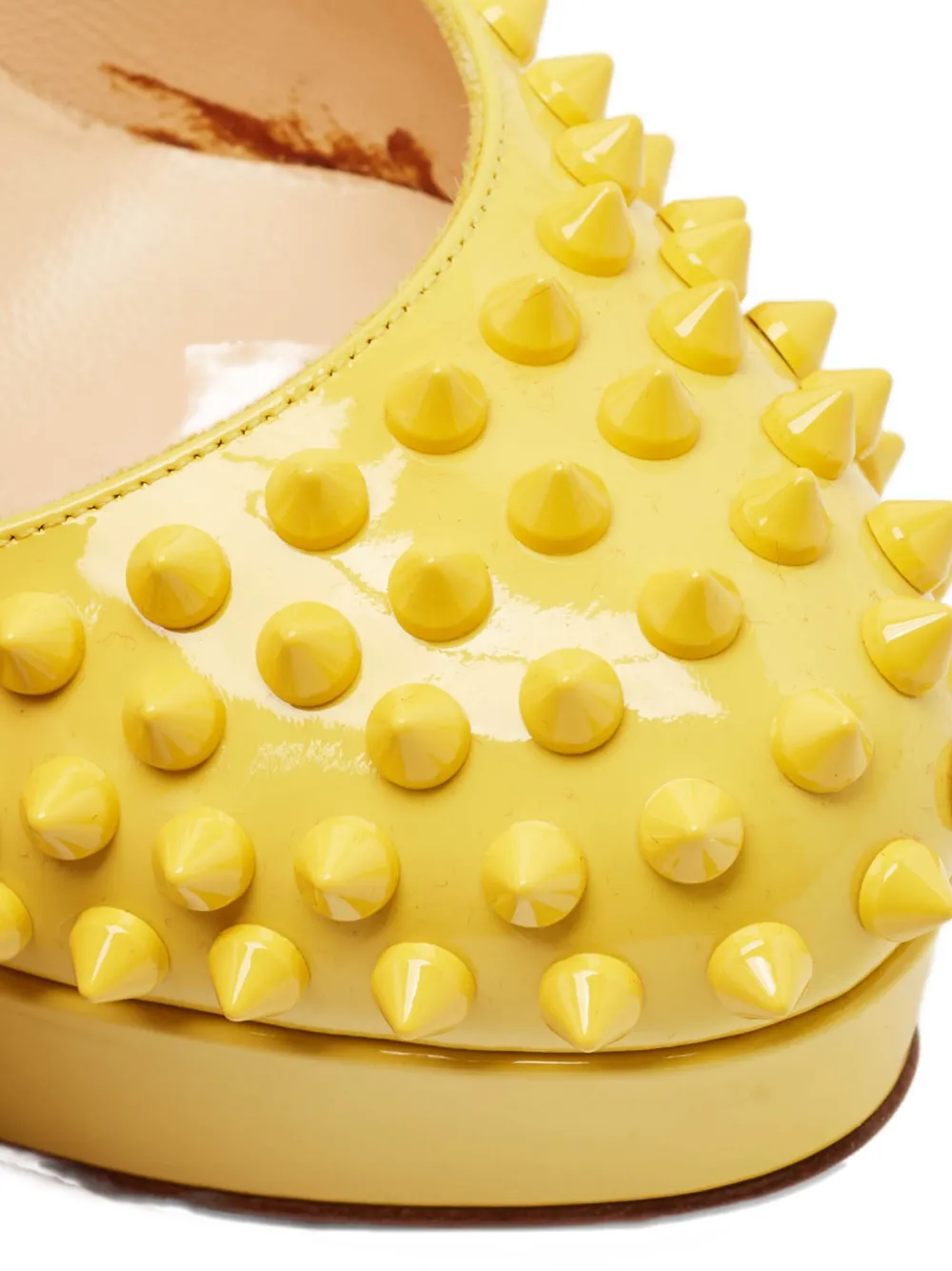 Pre-owned Christian Louboutin Bianca Spikes Platform Pumps In Yellow