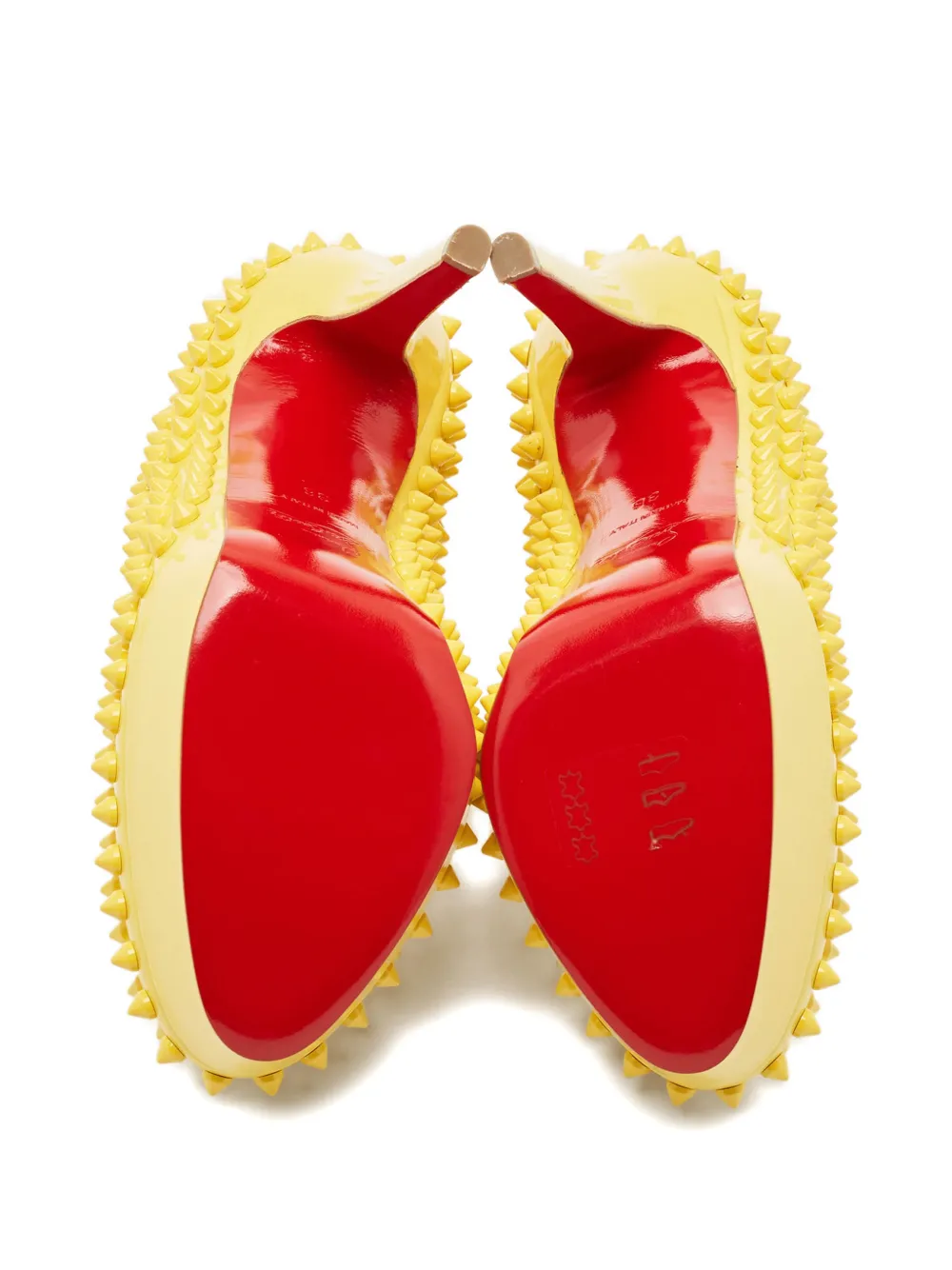 Pre-owned Christian Louboutin Bianca Spikes Platform Pumps In Yellow