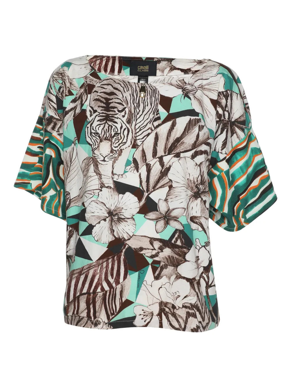Pre-owned Cavalli Class Floral-print T-shirt In Green