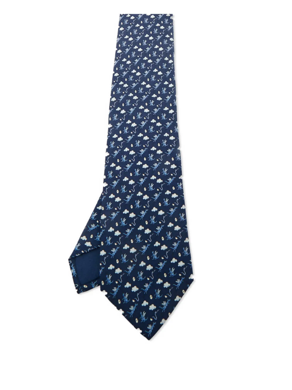 Hermès Pre-Owned corbata de seda con dragones estampados | azul | Image 1
