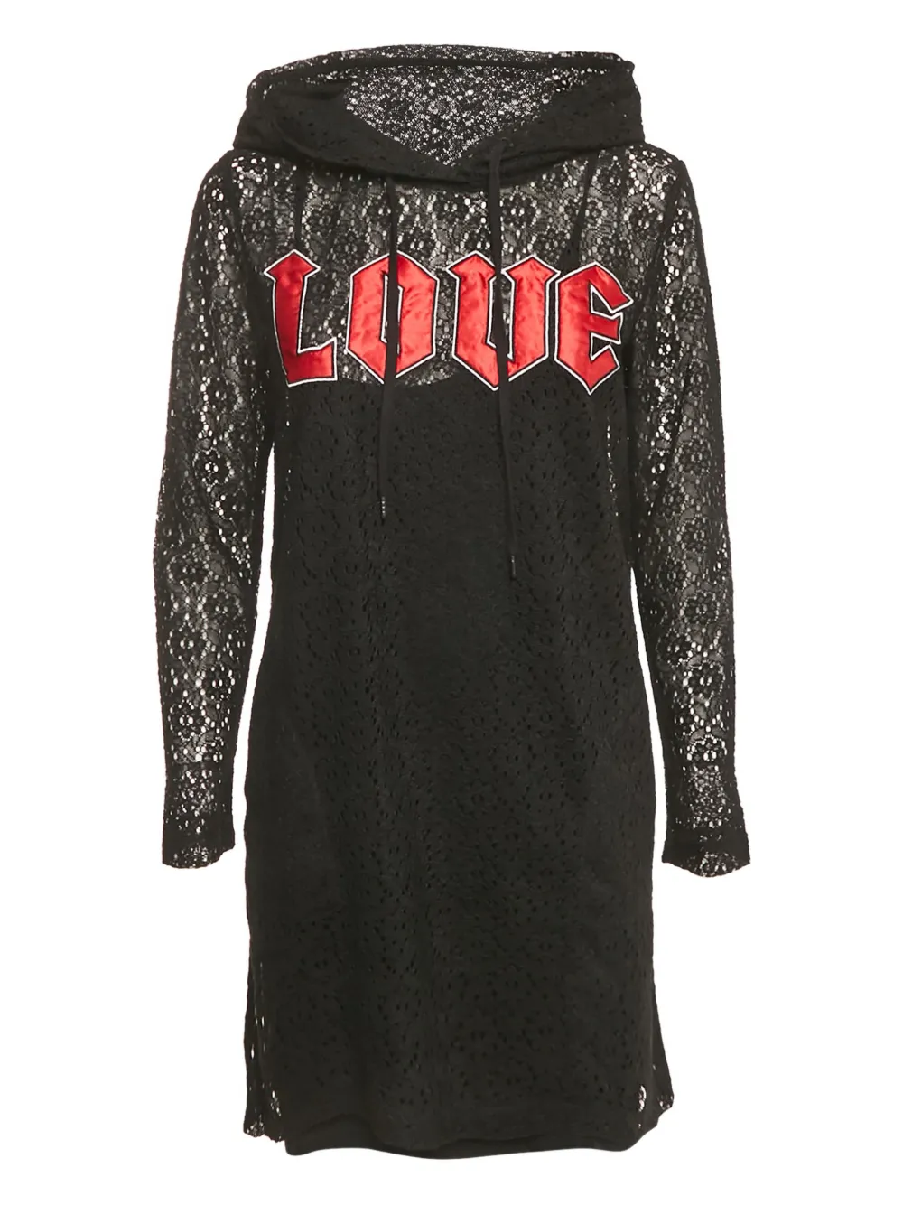 Love Moschino Appliqué hooded dress - Nero