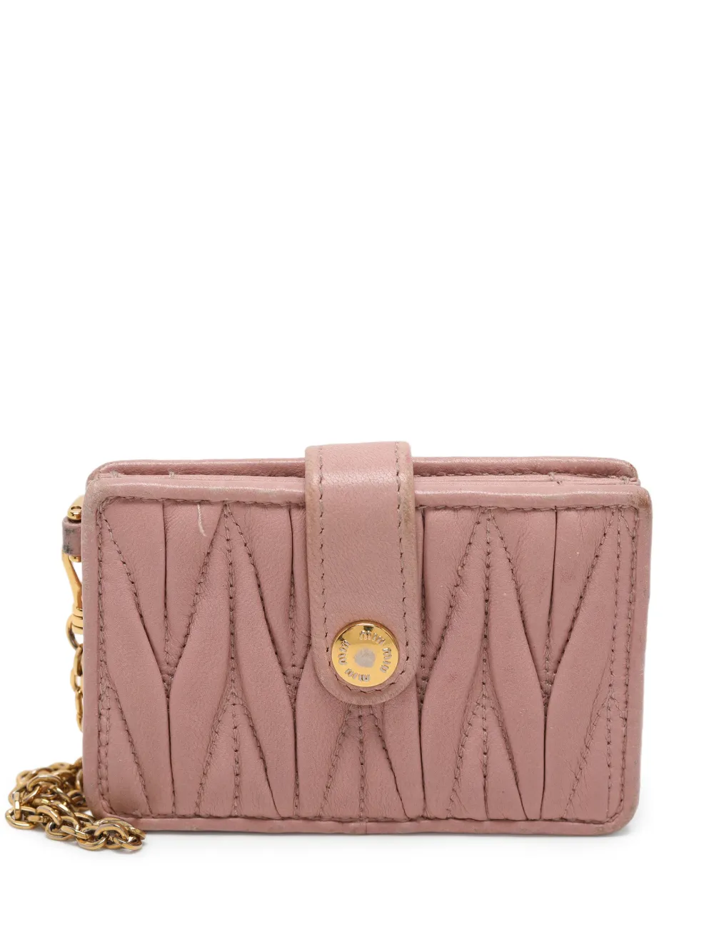 Miu Miu Pre-Owned matelasse flap calf leather card holder - Rosa