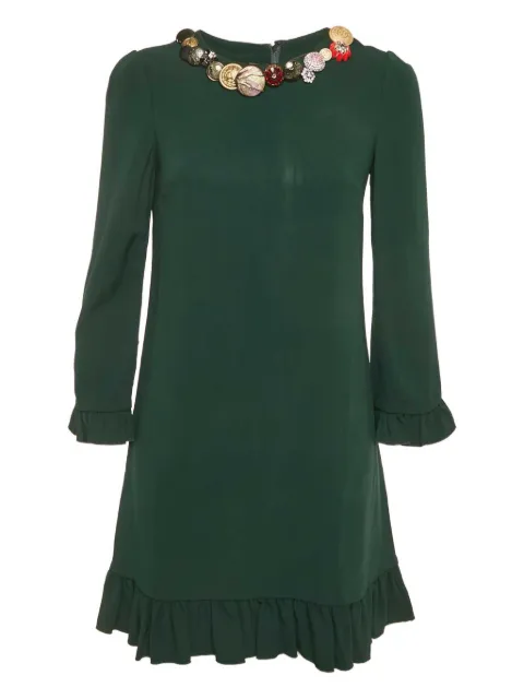 Dolce & Gabbana Pre-Owned bejewelled flounce-trim mini dress