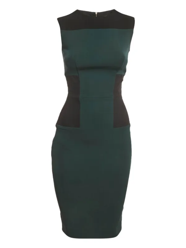 Victoria Beckham colour-block Midi Dress | Green | FARFETCH