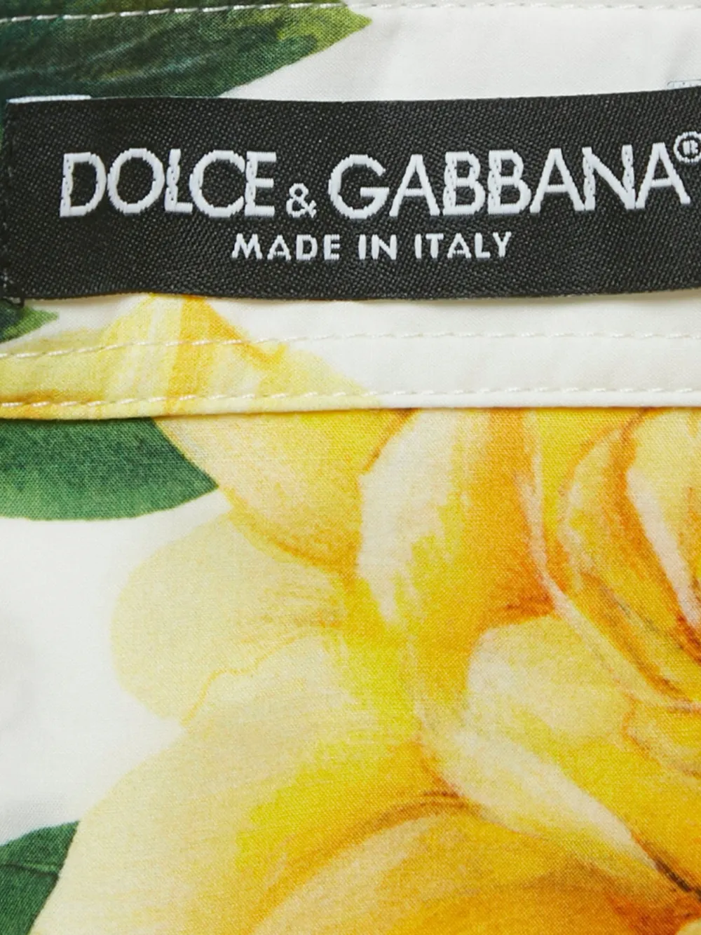 Pre-owned Dolce & Gabbana Floral-print Cropped Shirt In White