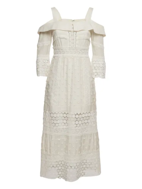 Self-Portrait lace-details midi dress