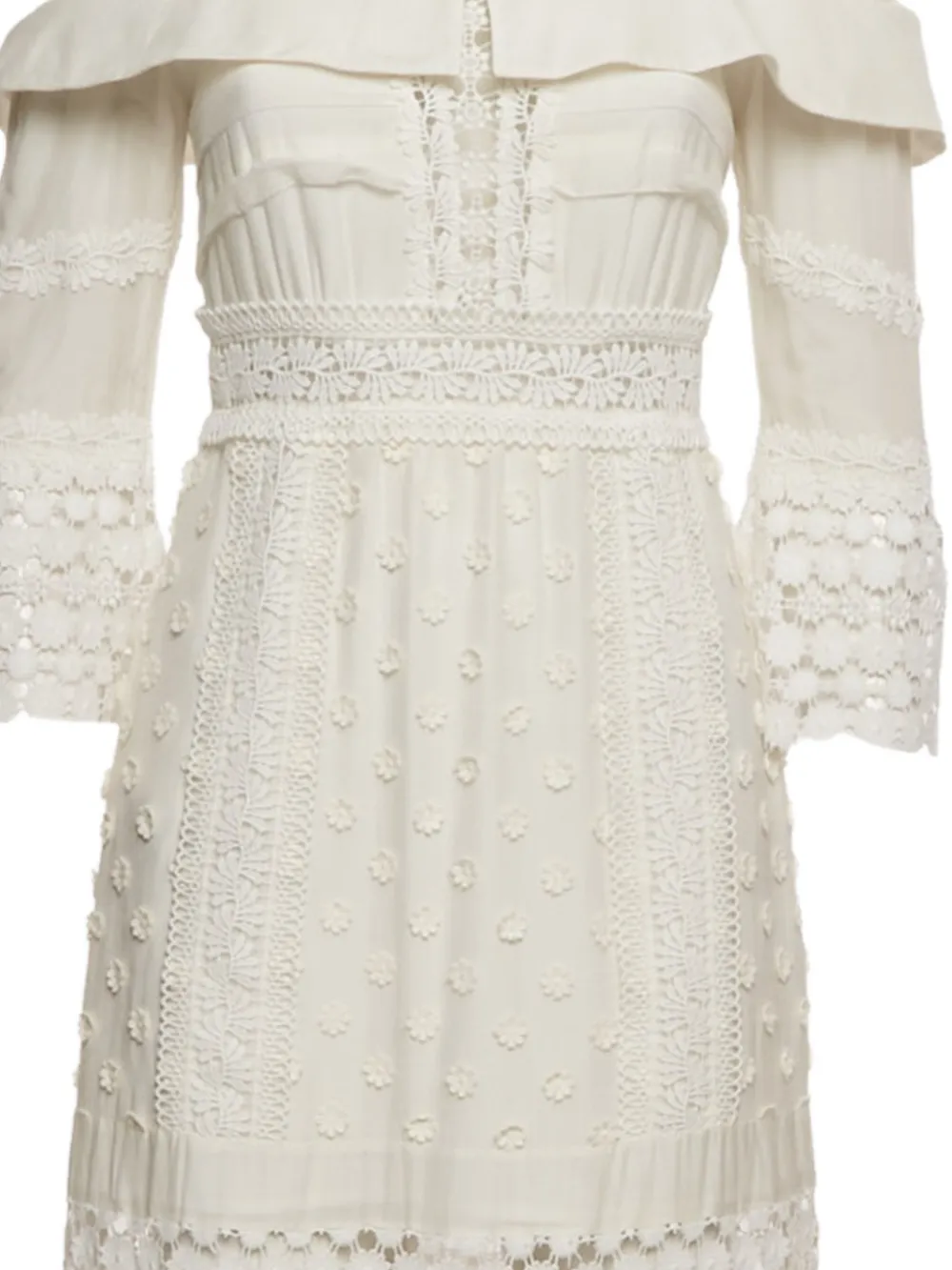 Self-Portrait lace-details midi dress - Wit