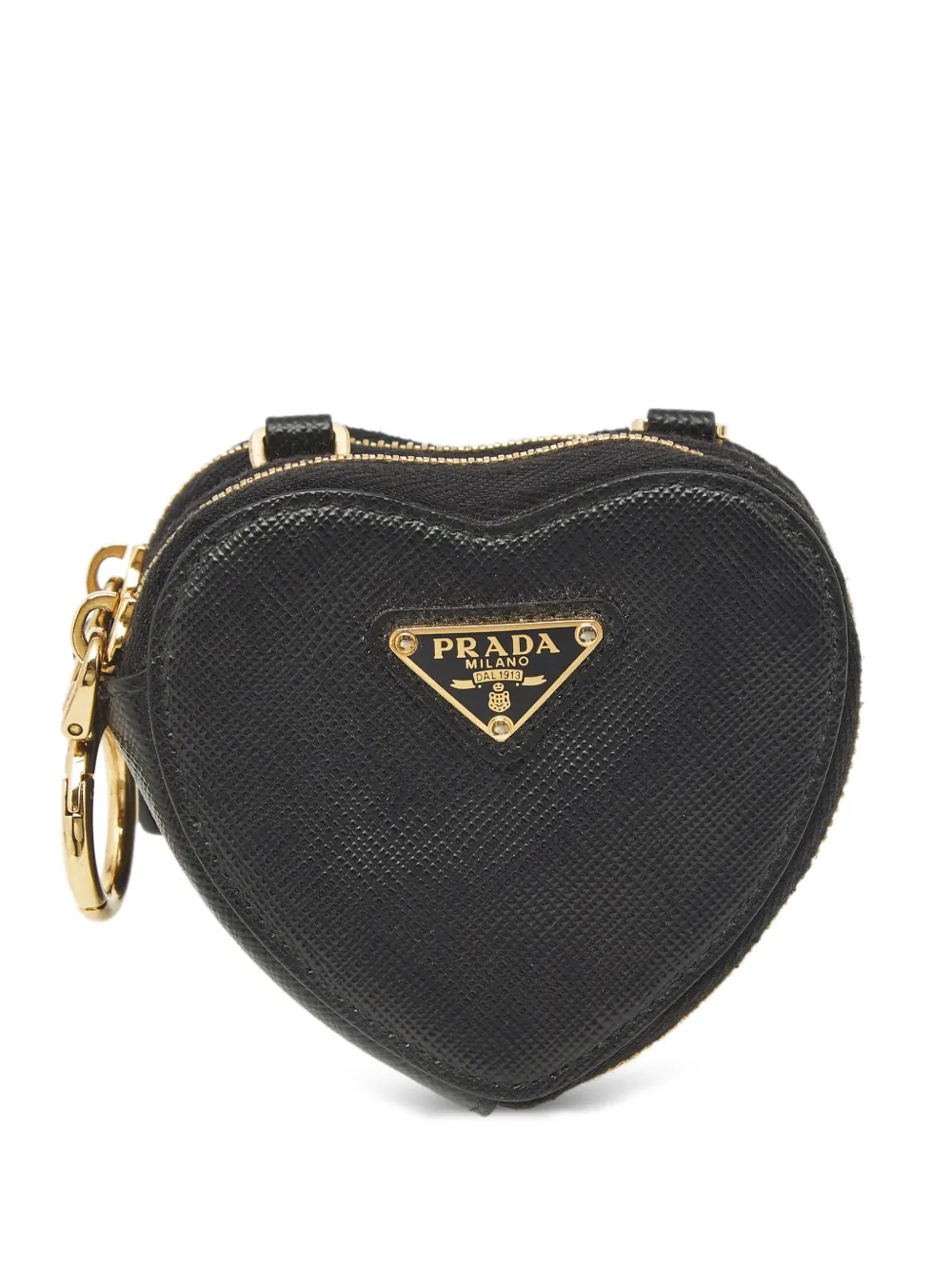 Prada Pre-Owned double-heart leather pouch - Nero