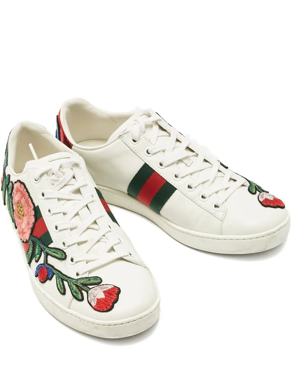 Gucci Pre-Owned Ace floral-embroidered sneakers - Weiß
