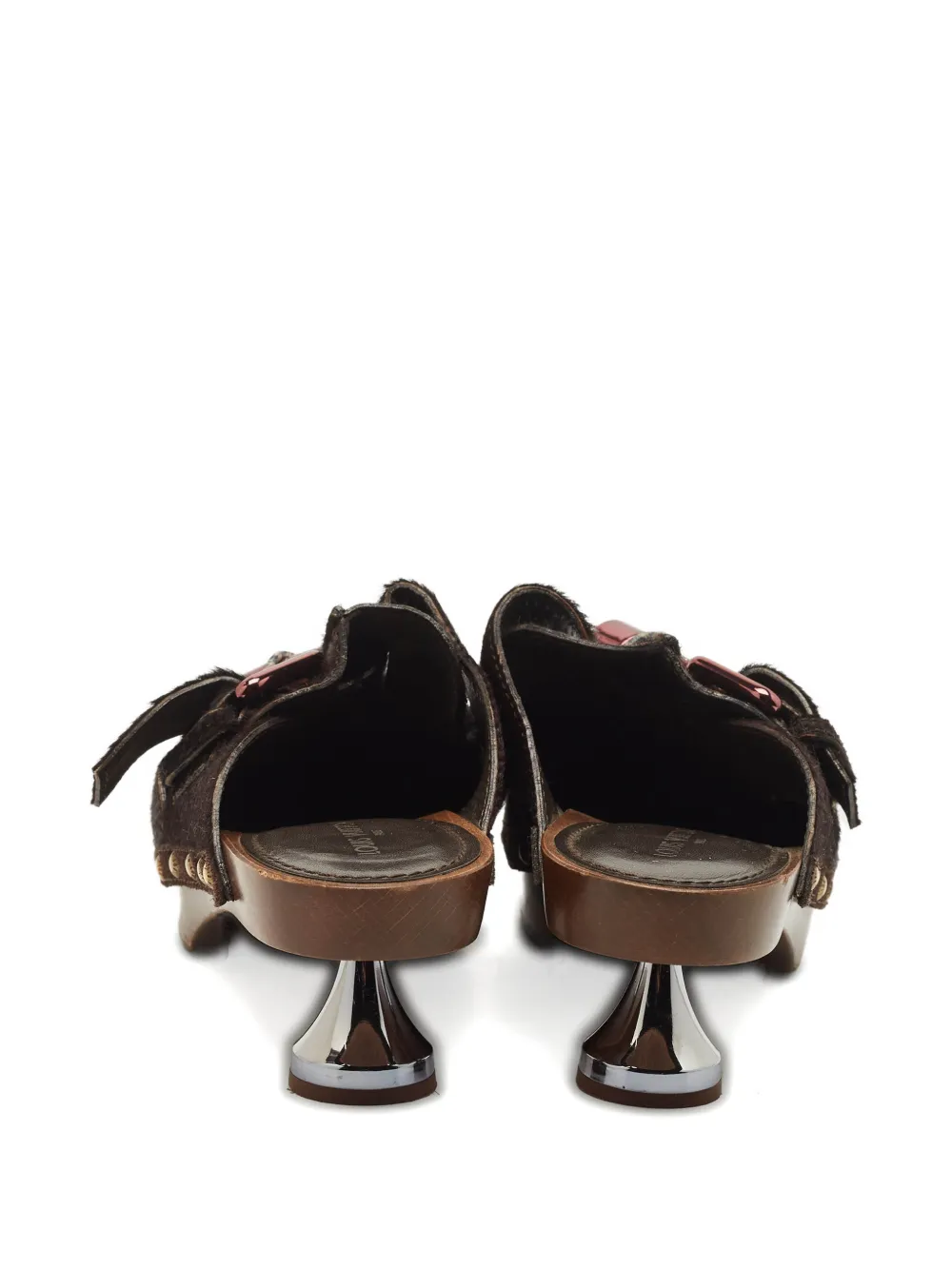 Louis Vuitton Pre-Owned calf-hair buckle mules - Bruin
