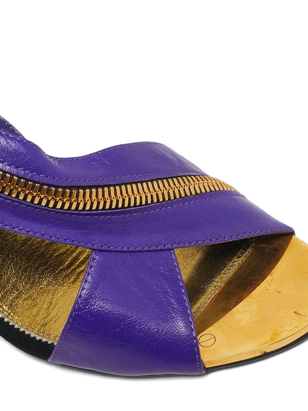Pre-owned Tom Ford Zip Calf Leather Sandals 11.5 Cm In Purple