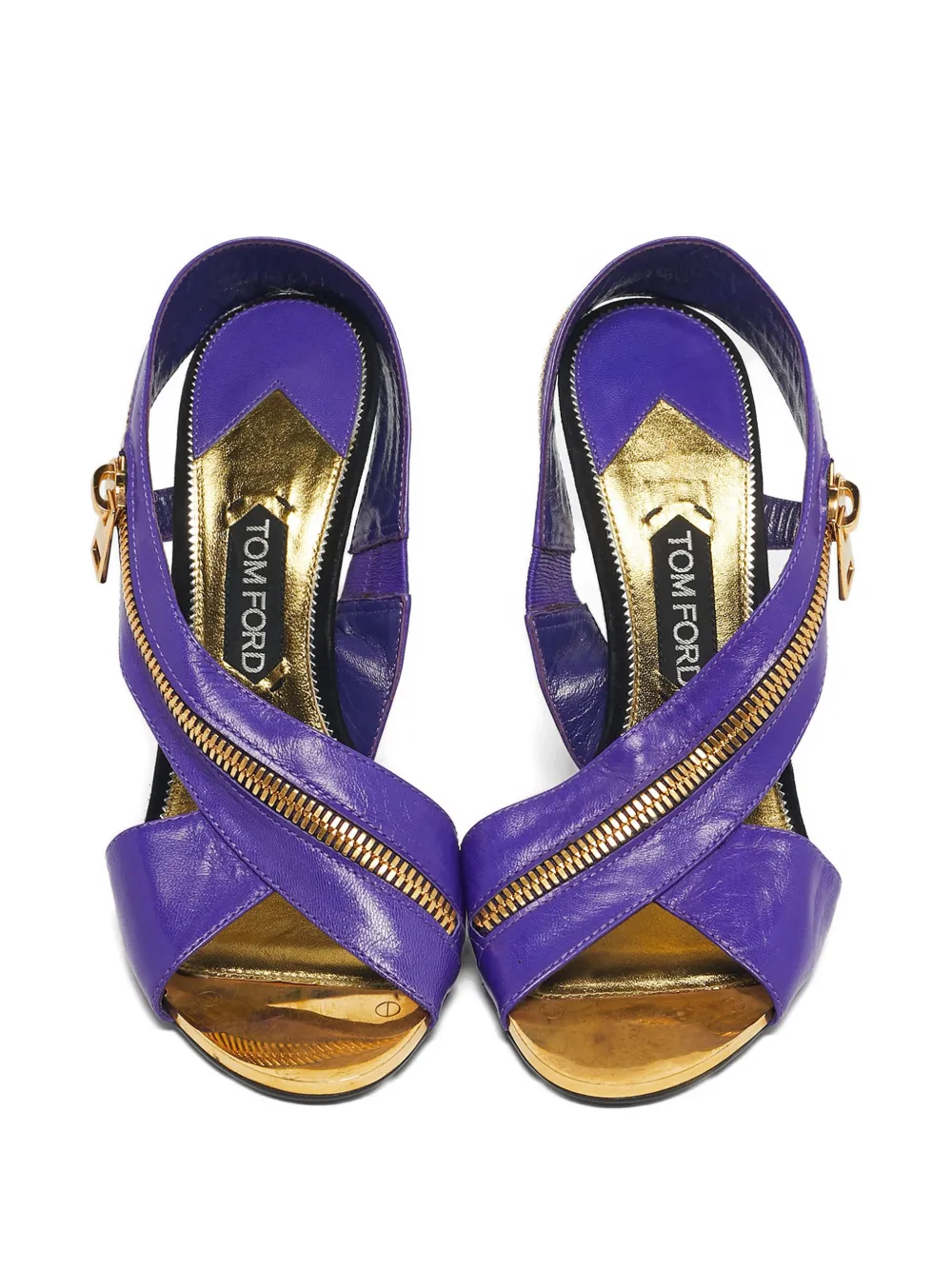 Pre-owned Tom Ford Zip Calf Leather Sandals 11.5 Cm In Purple