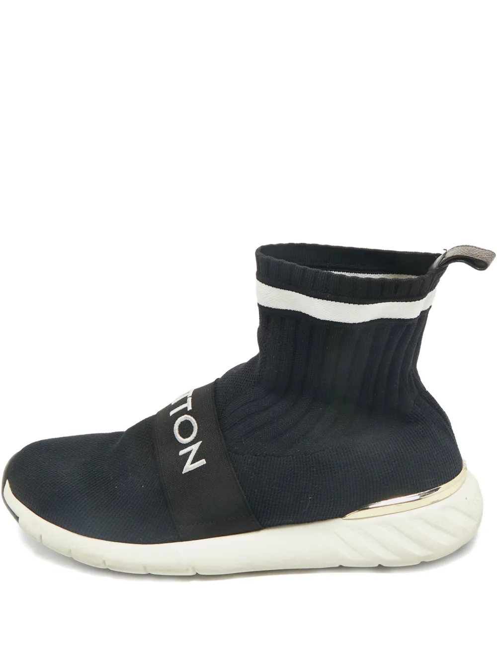 Louis Vuitton Pre-Owned Aftergame knit stripe-detail sneakers - Schwarz