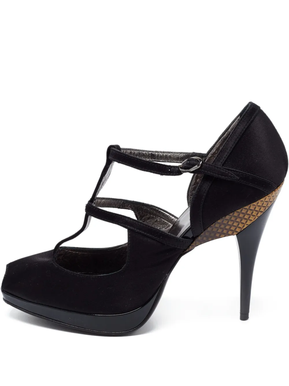 Roberto Cavalli Vintage snakeskin-embossed T-strap sandals - Schwarz