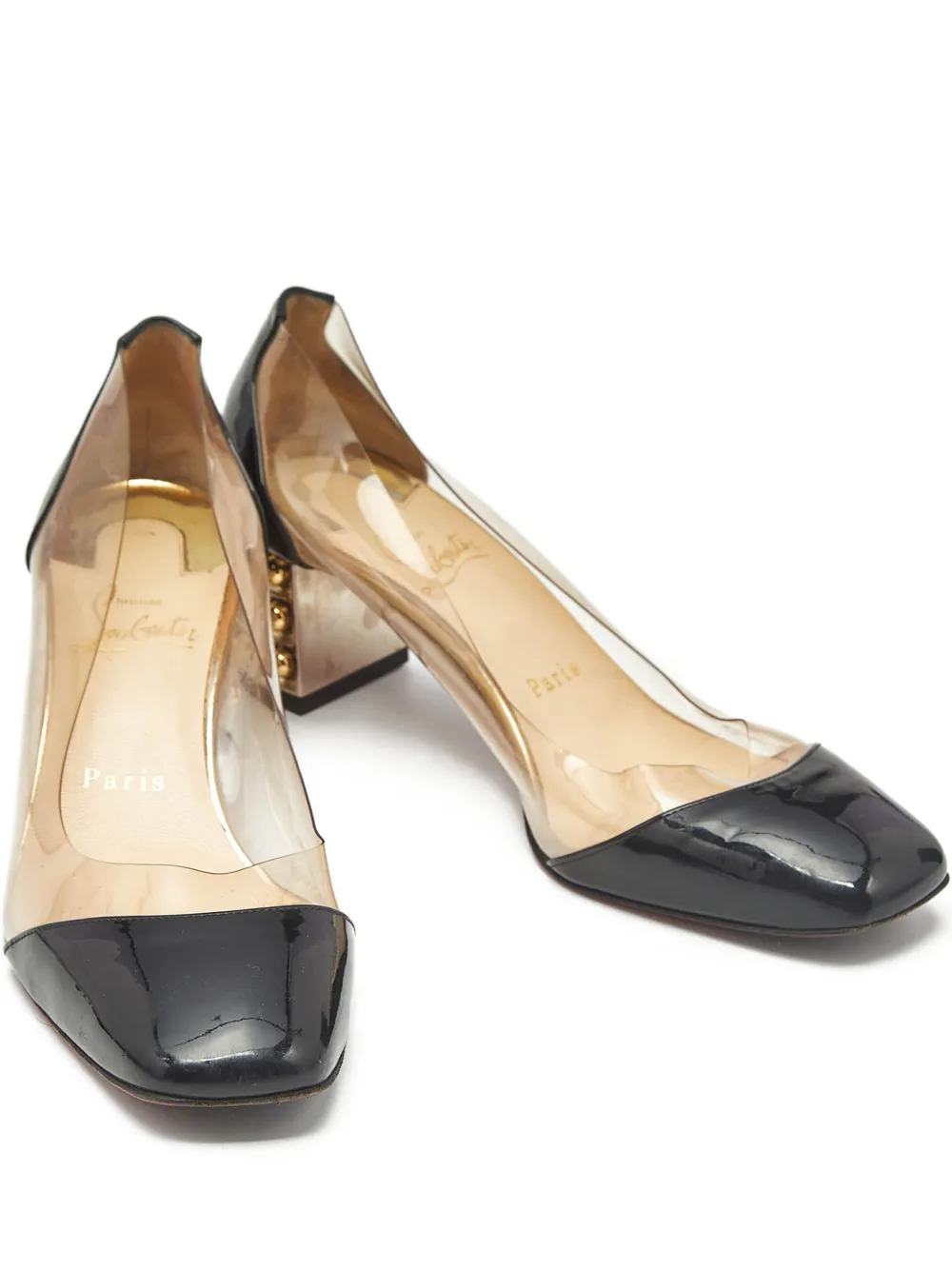 Christian Louboutin Pre-Owned Gallicia block-heel studded pumps | White | Image 1