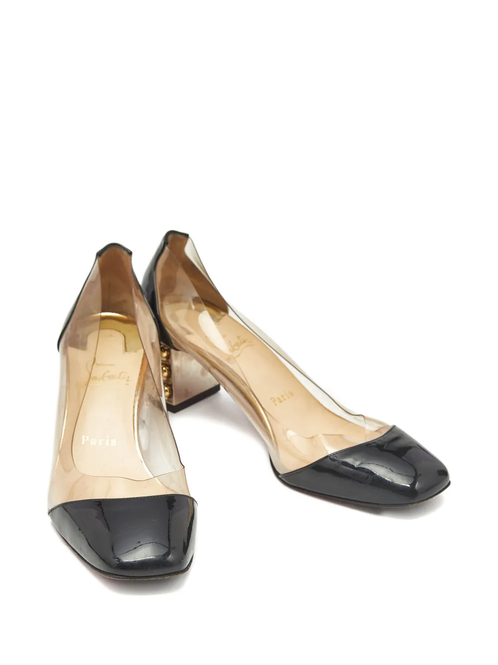 Christian Louboutin Pre-Owned Gallicia block-heel studded pumps - Weiß