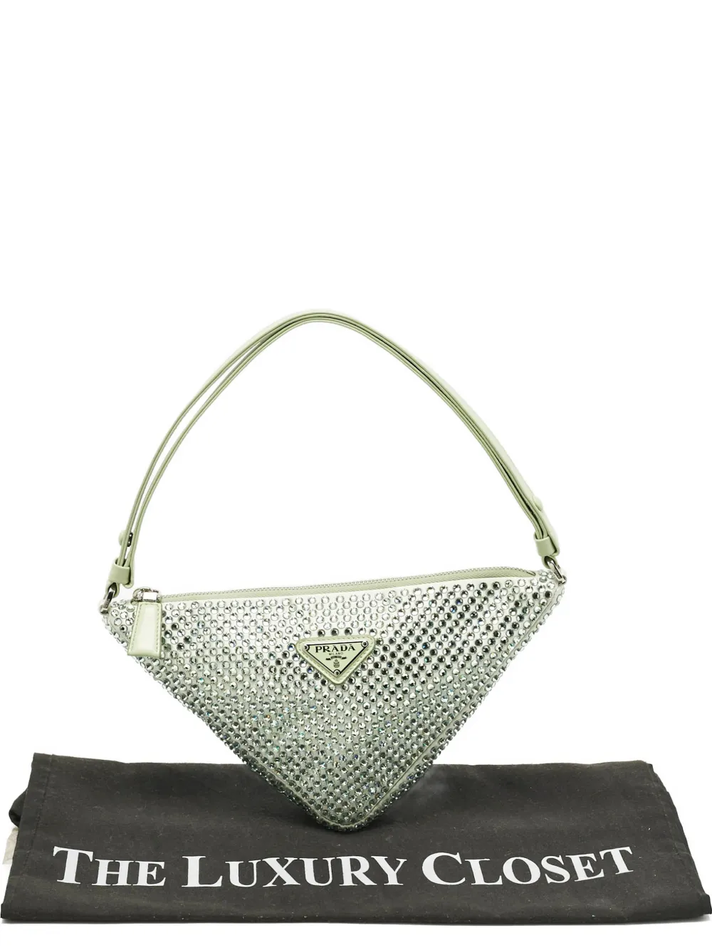 Prada Pre-Owned triangular crystal shoulder bag - Verde