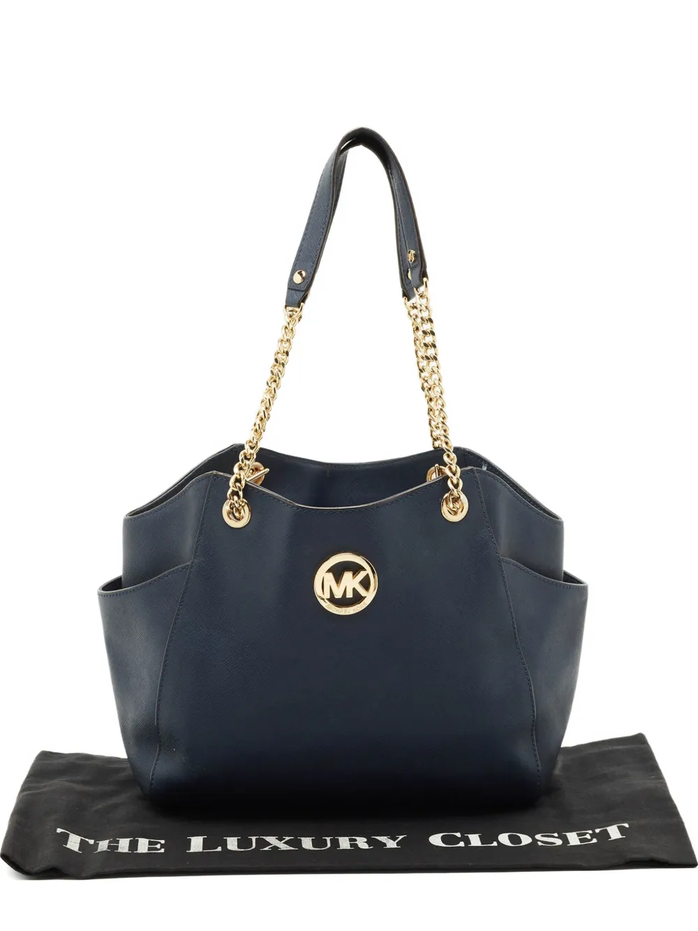 Pre-owned Michael Kors Jet Set Leather Tote Bag In Blue
