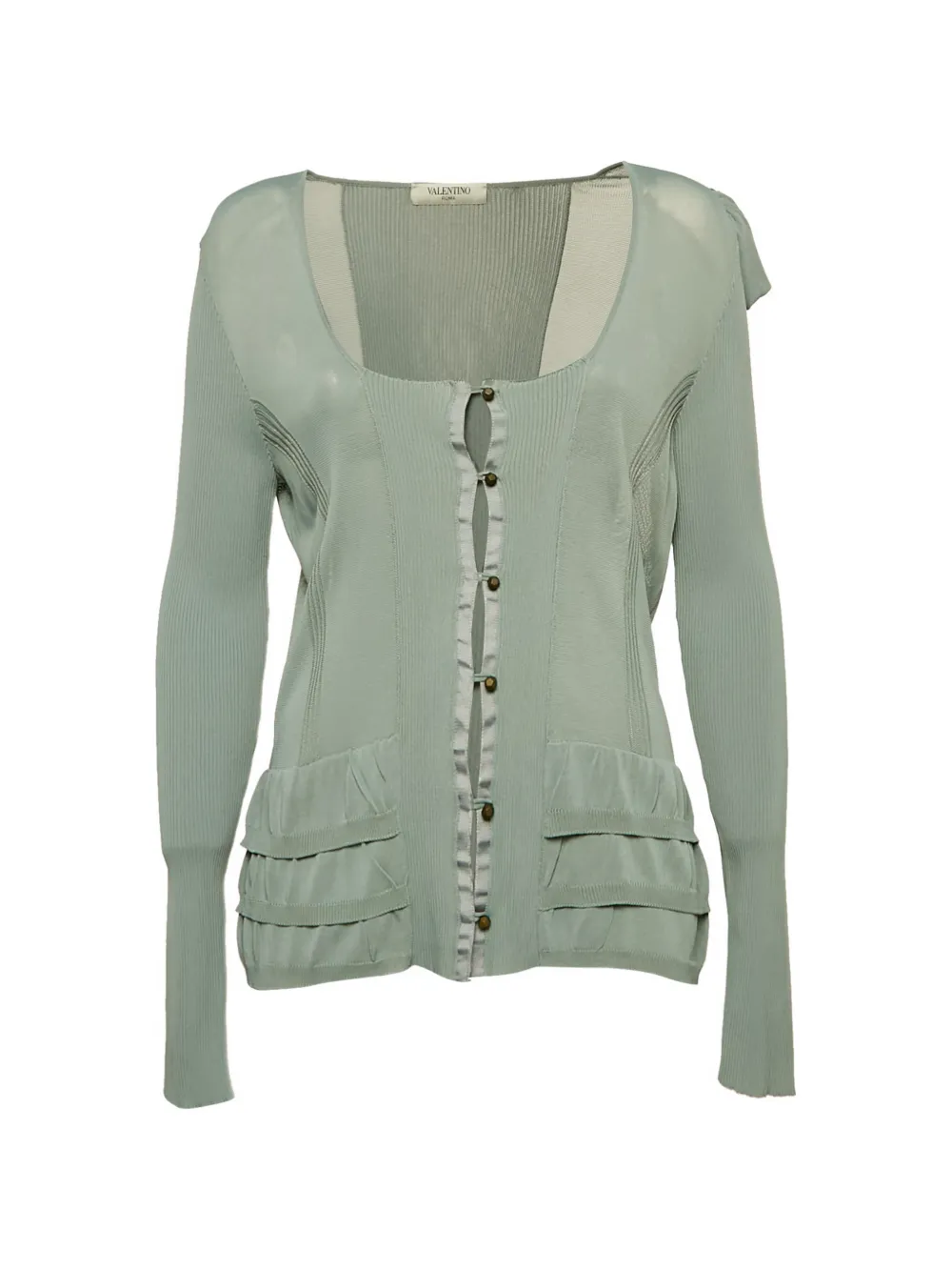Valentino Garavani Pre-Owned ruffled button jersey cardigan - Verde
