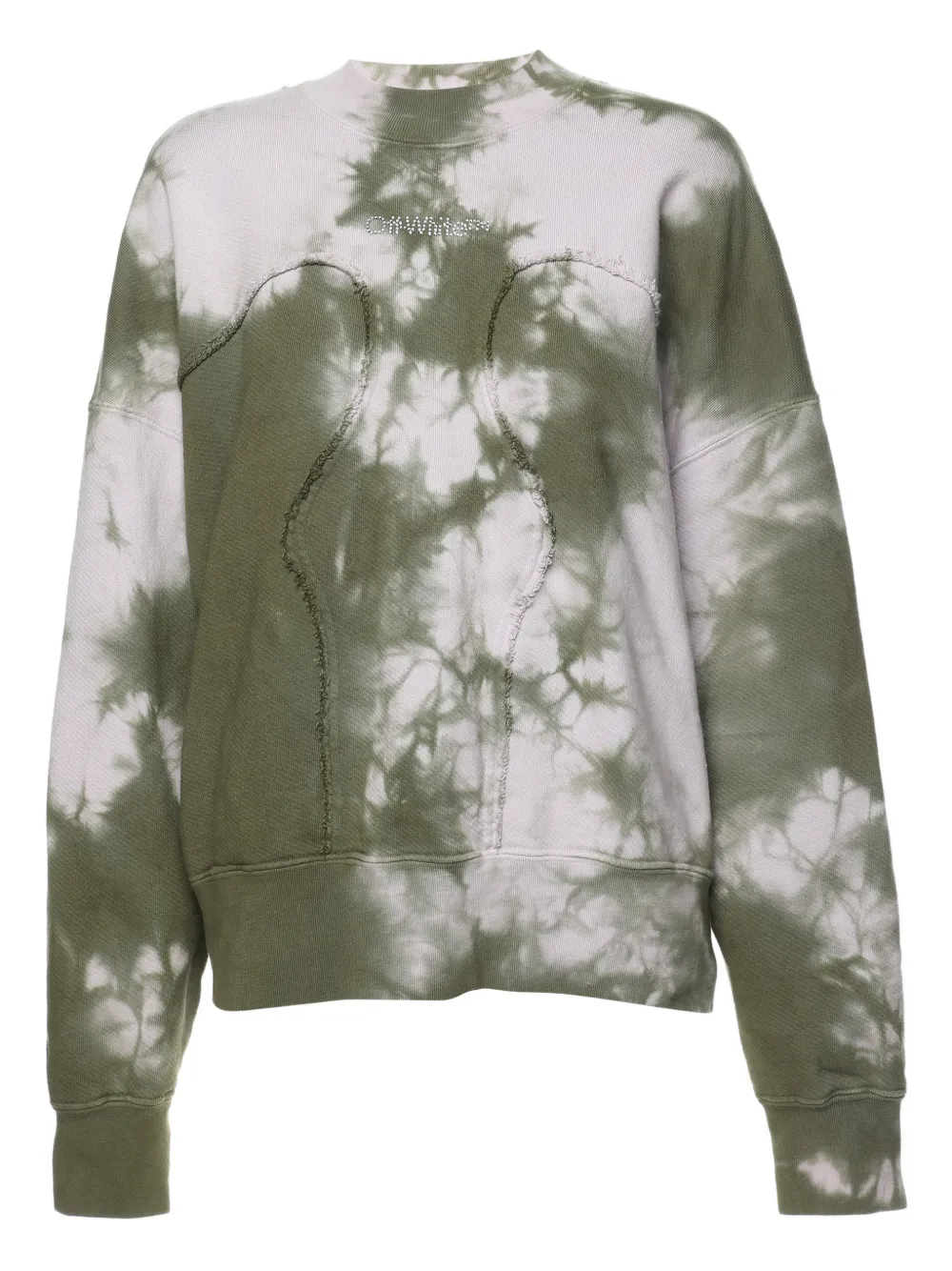 Pre-owned Off-white Tie-dye-print Crew-neck Sweatshirt In Green