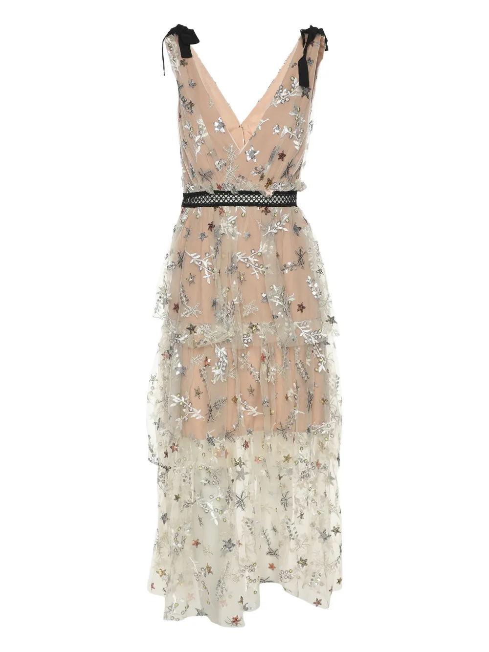 Self-Portrait Midikleid mit Sternen - Nude