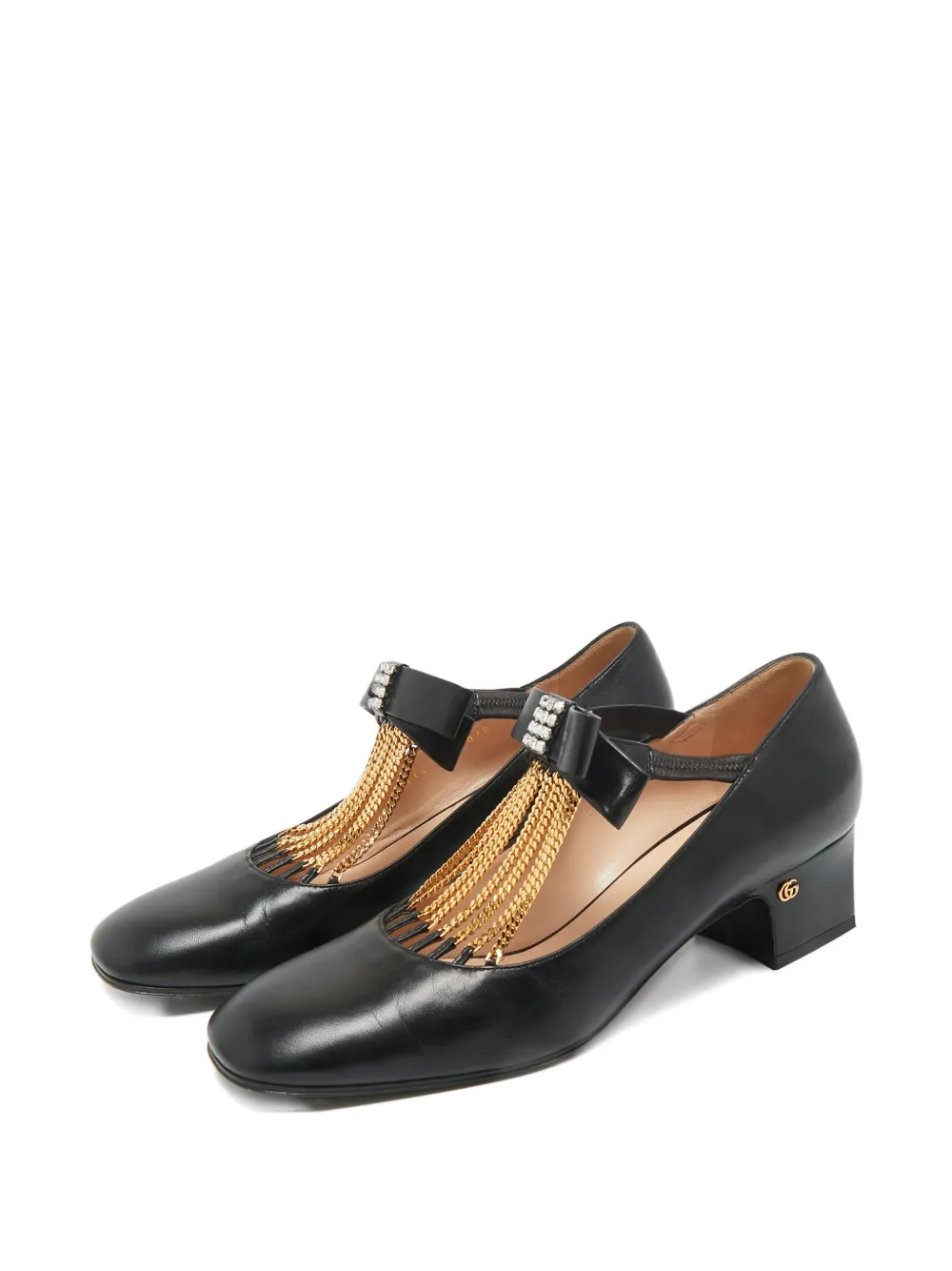 Gucci Pre-Owned chain-details leather pumps - Zwart
