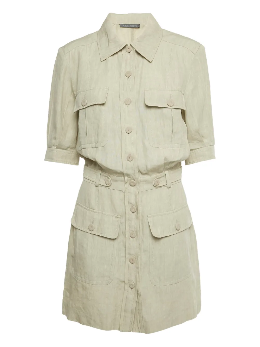 Alberta Ferretti Vintage flap-pocket linen dress - Toni neutri