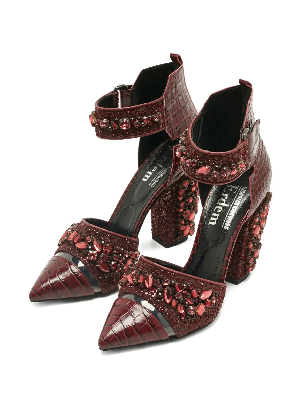 Nicholas Kirkwood croc-embossed crystal pumps - Rood