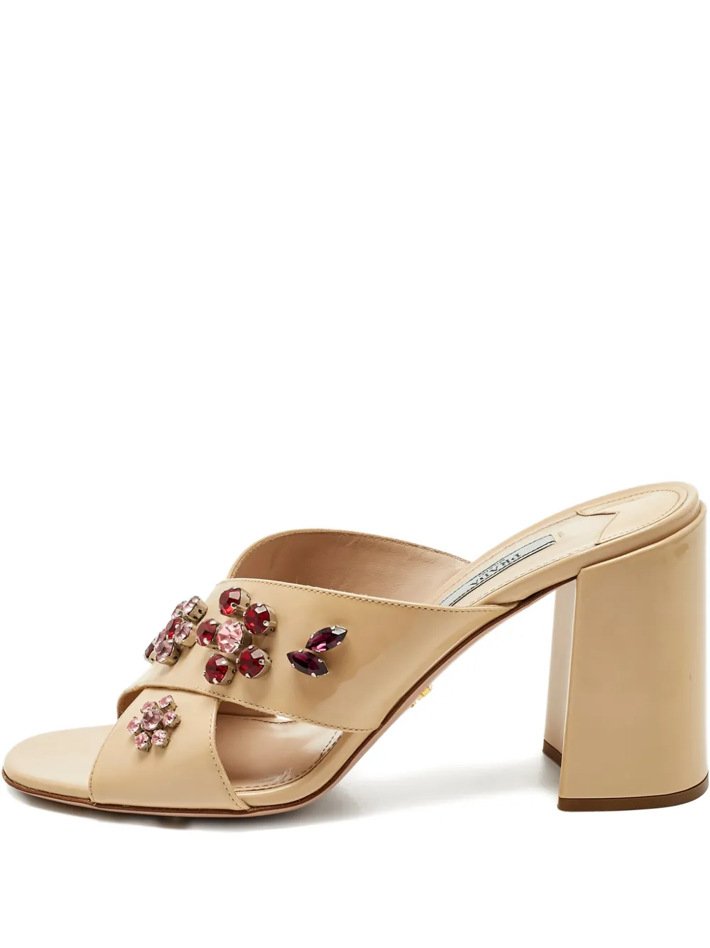 Pre-owned Prada Criss-cross Round-toe Sandals In Neutral