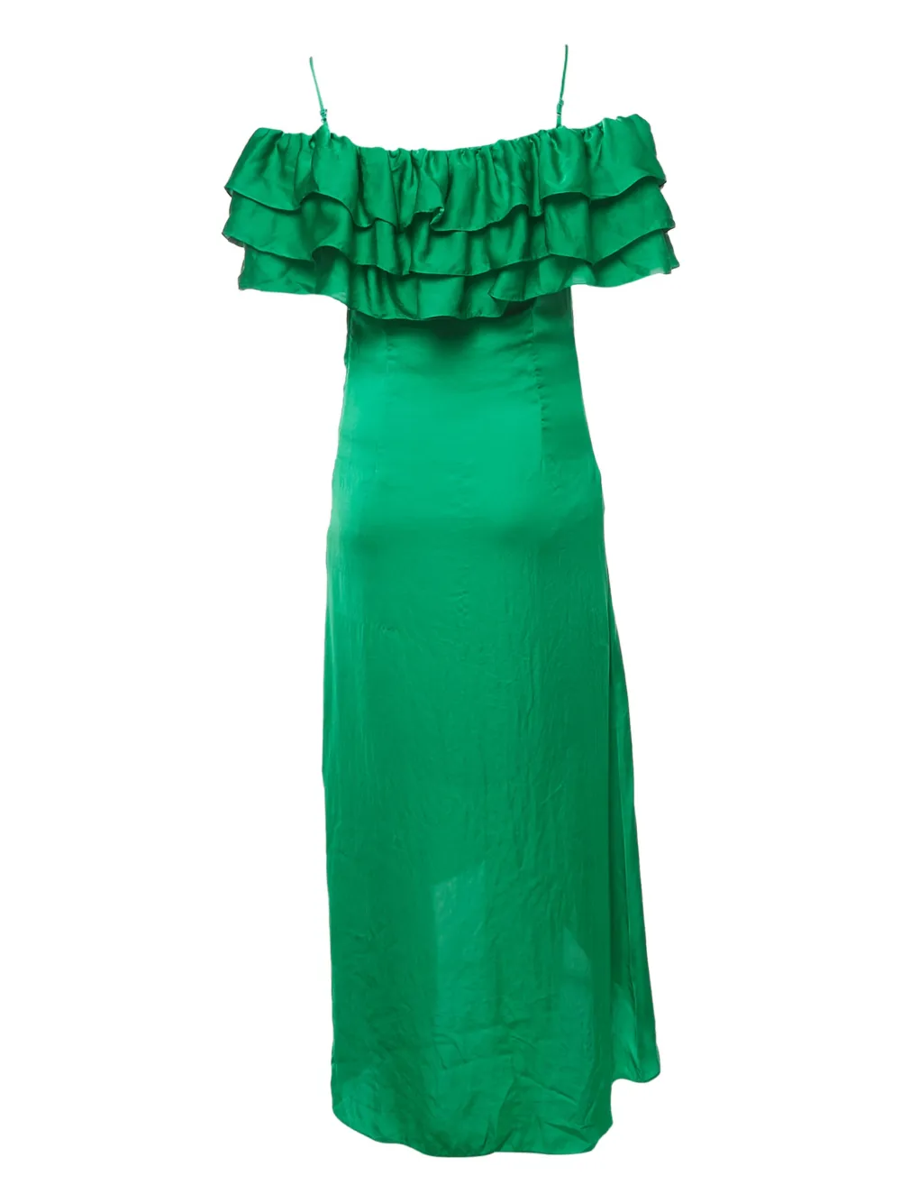 Maje ruffled satin midi dress - Groen