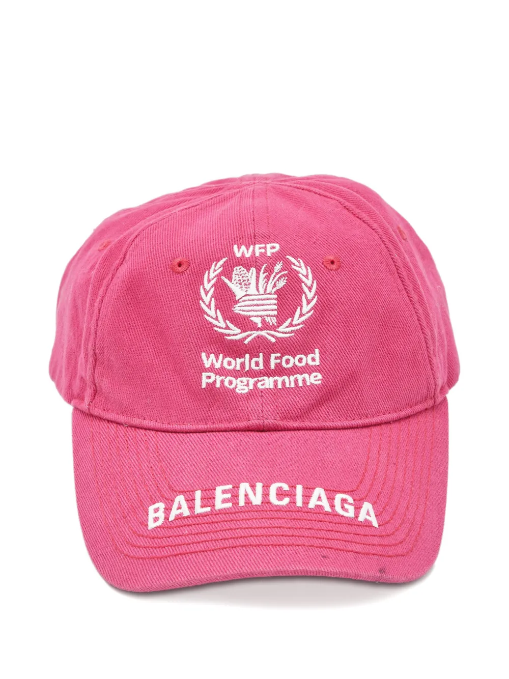 Pre-owned Balenciaga Embroidered-logo Cotton Cap In Pink