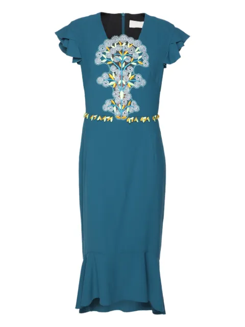 Peter Pilotto crêpe embroidered midi dress