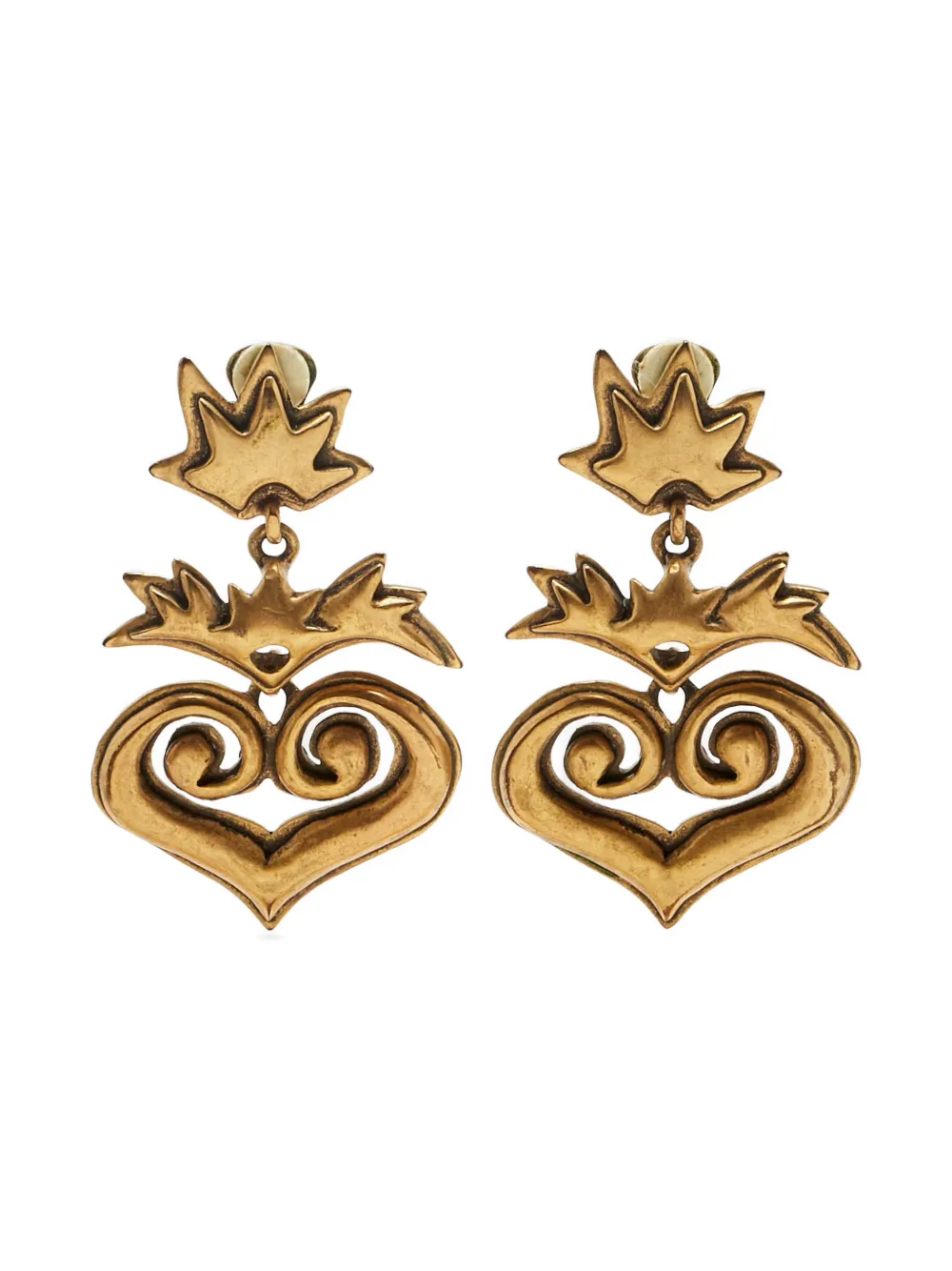 Oscar de la Renta Pre-Owned heart clip-on earrings - Oro