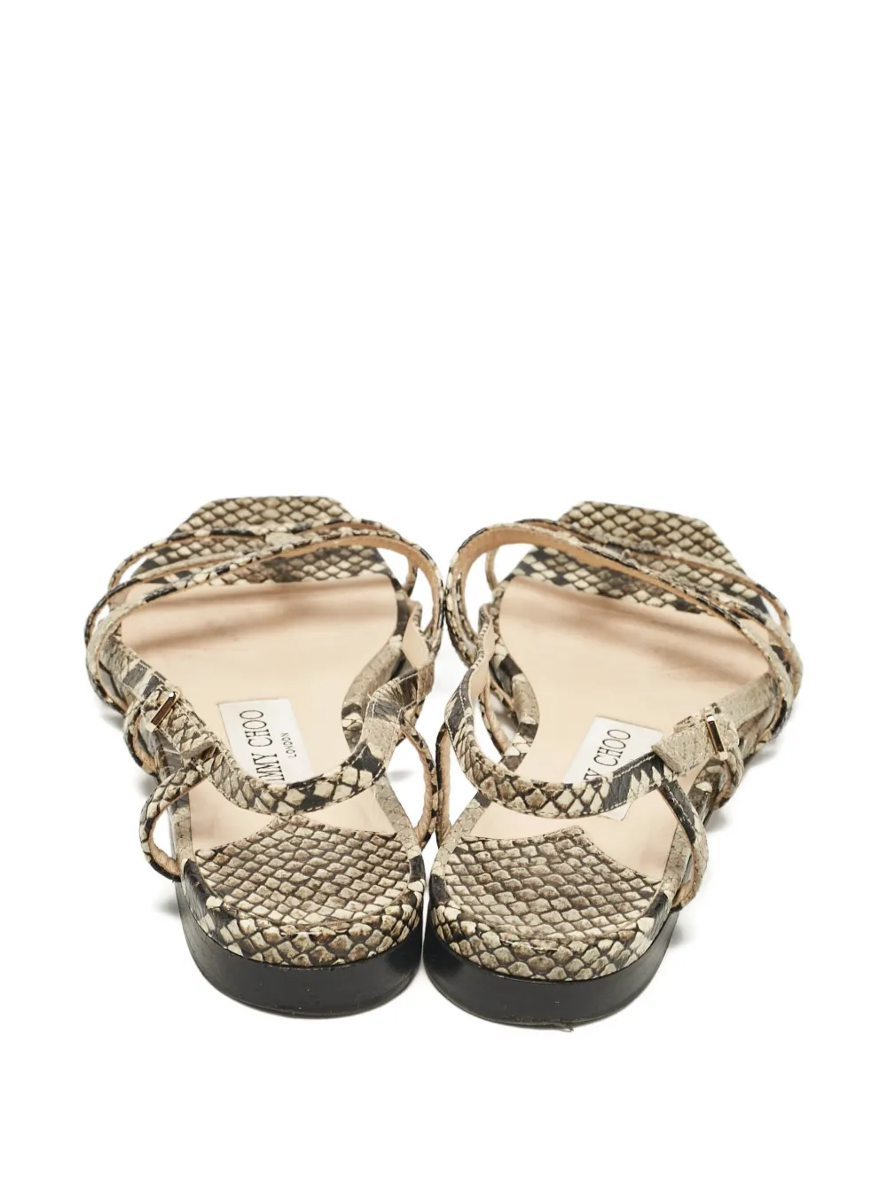 Jimmy Choo Pre-Owned embossed leather sandals - Beige