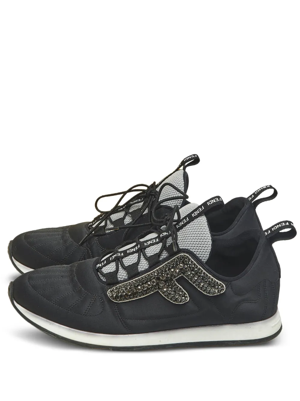 Fendi Pre-Owned crystal-embellished lace-up sneakers - Schwarz