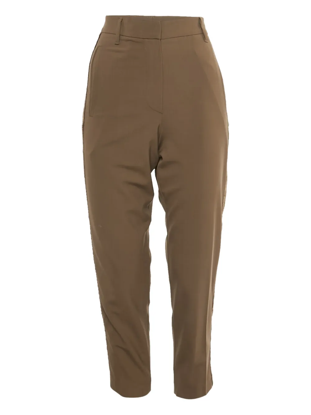 Brunello Cucinelli velvet-trim trousers - Marrone
