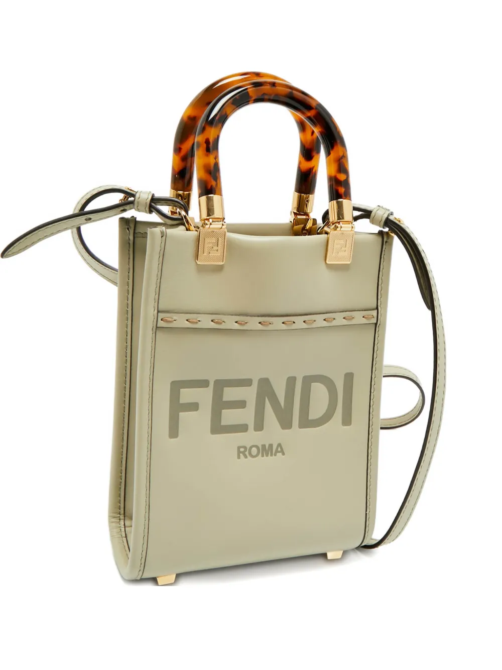 Fendi Pre-Owned 2023 mini Sunshine leather tote bag - Verde