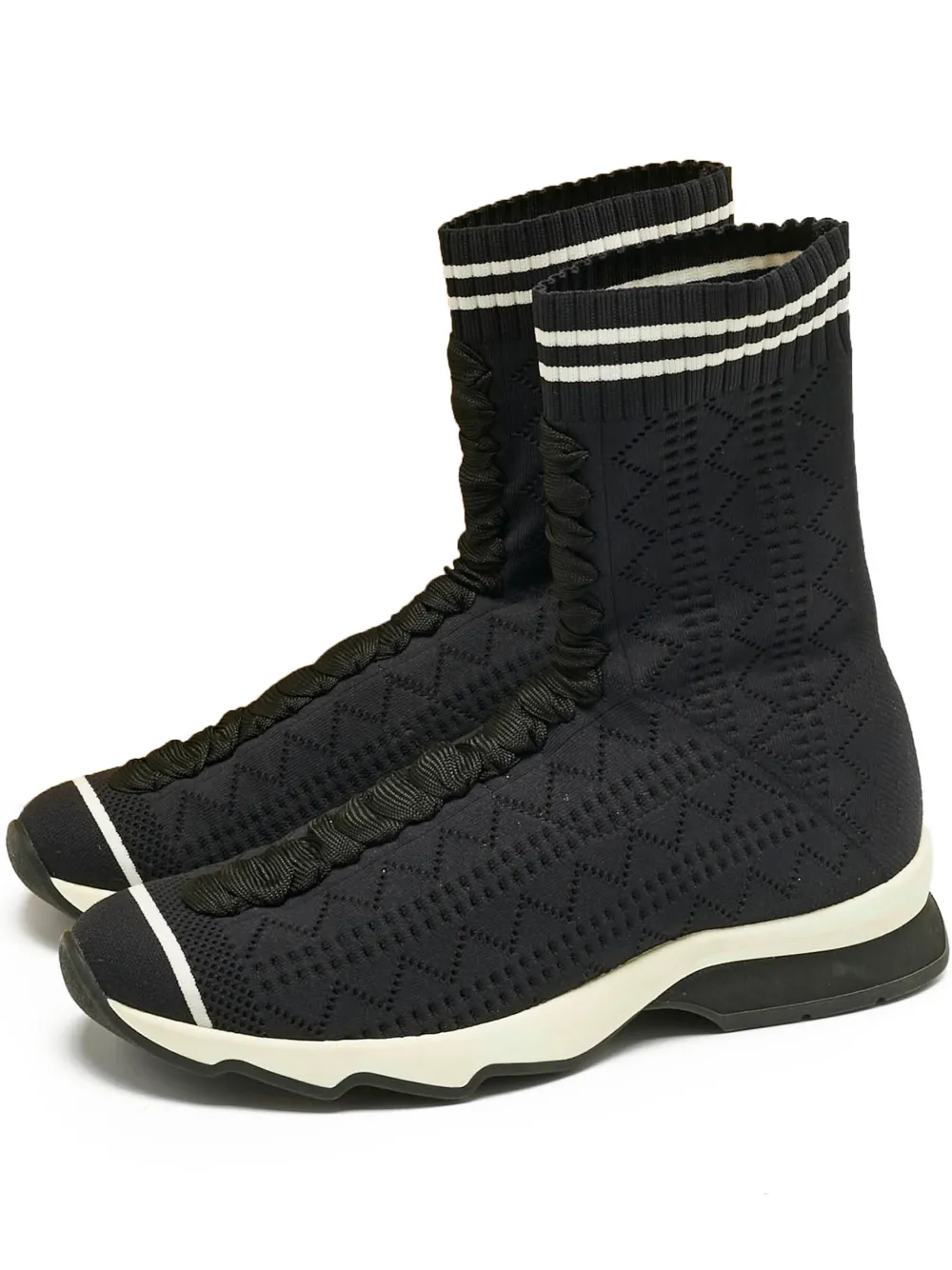 Fendi Pre-Owned knit high-top sneakers - Blu