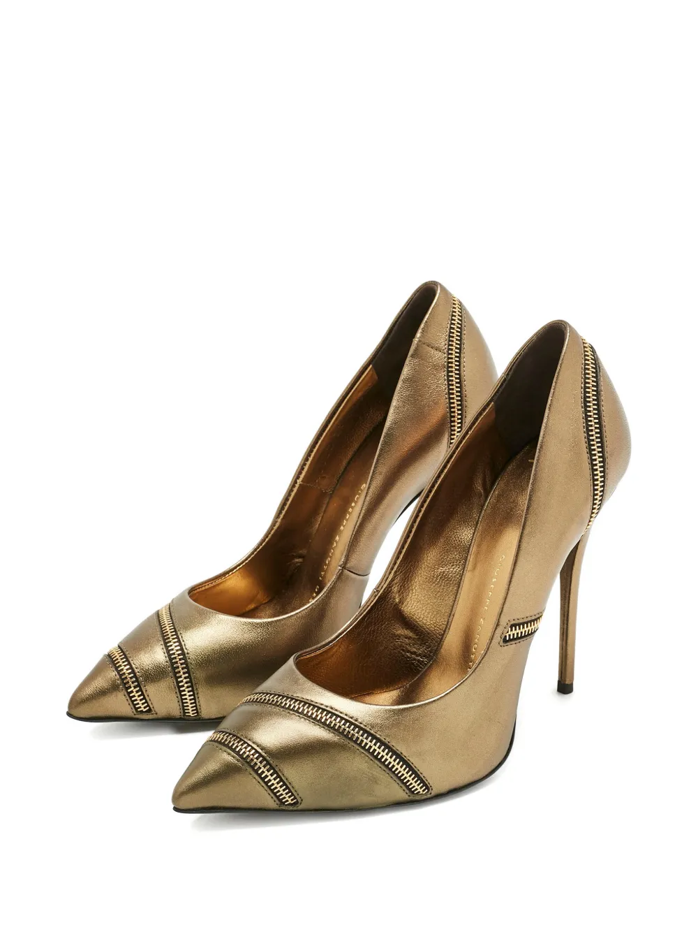 Giuseppe Zanotti zip-detail leather heeled pumps - Goud