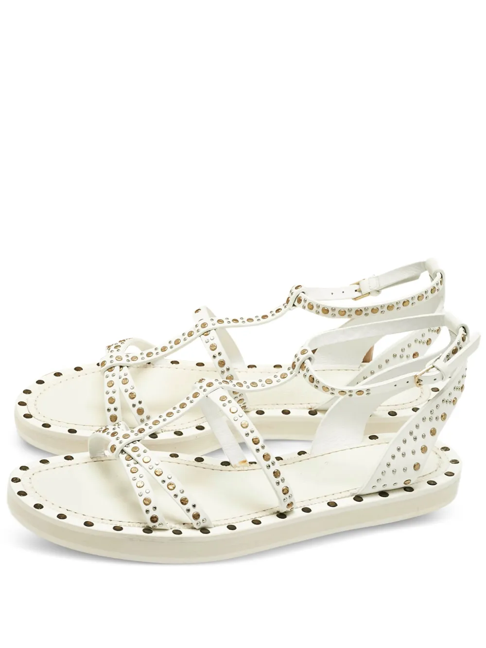 Burberry Pre-Owned Hansel leather studded flat sandals - Bianco
