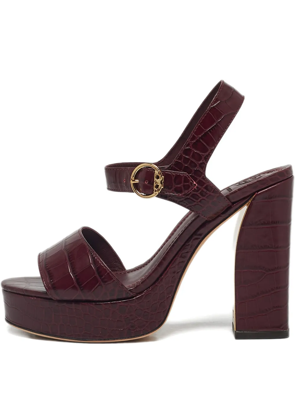 Tory Burch crocodile-mbossed platform sandals | Red | Image 1