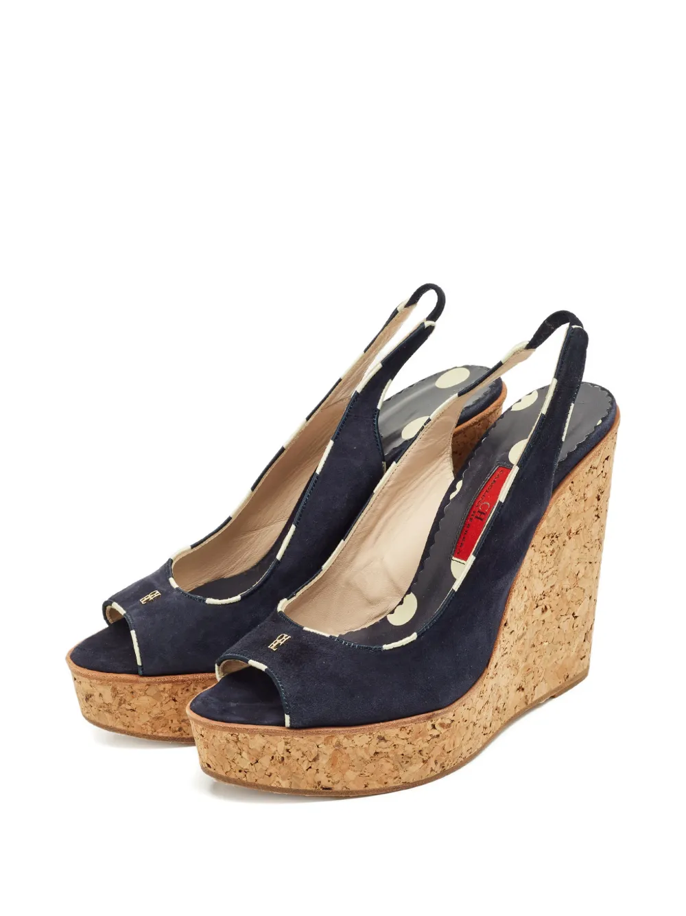 Carolina Herrera Vintage open-toe wedge sandals - Blauw