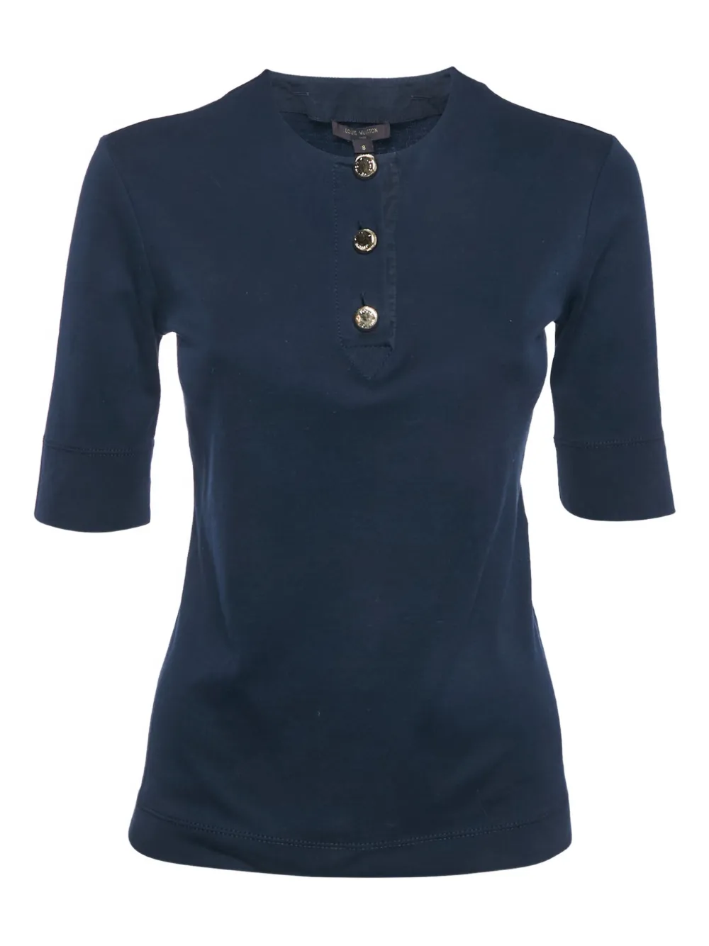 Pre-owned Louis Vuitton Button-collar Top In Blue