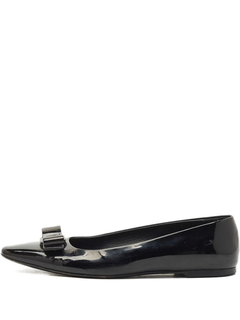 Pre-owned Ferragamo Vara Bow-detail Ballet Flats In Black