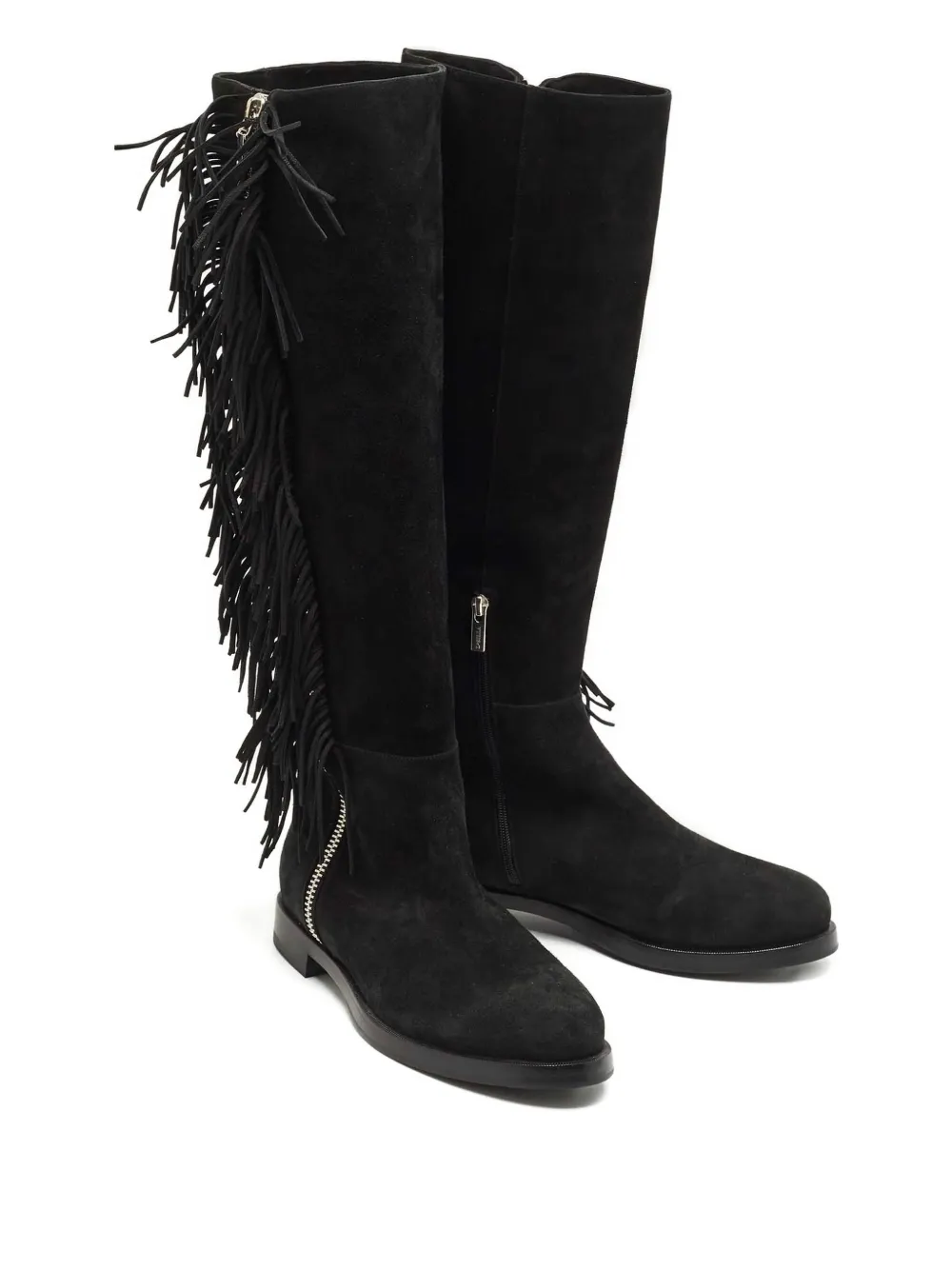 Le Silla suede fringe knee boots - Zwart