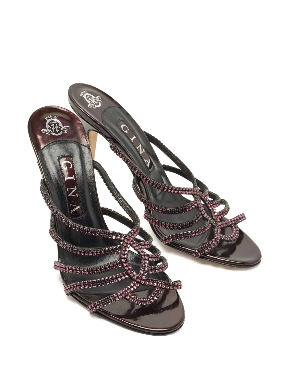 Gina crystal embellished leather sandals - Bruin