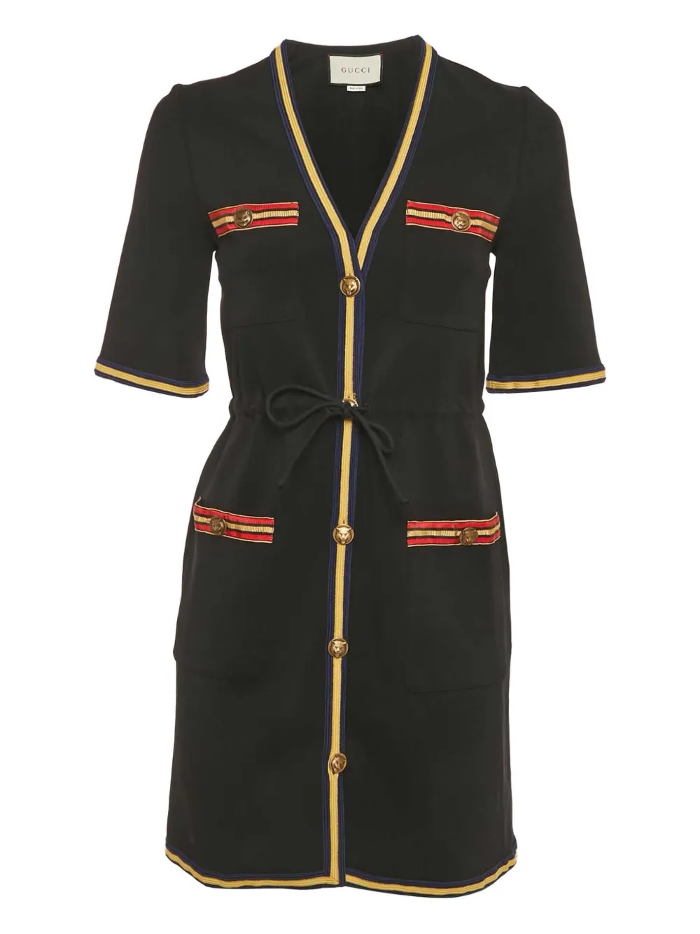 Gucci Pre-Owned stripe trim button dress - Nero